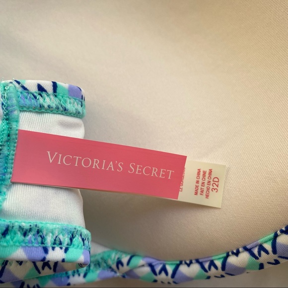 Victoria’s Secret The Gorgeous Bikini Top Strappy Tassel Blue Paisley 32D - Picture 9 of 12
